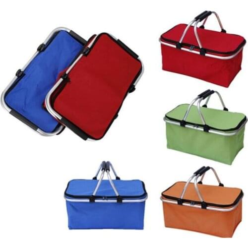 Folding Picnic Camping Lunch Bags Insulated Cooler Bag Cool Hamper Storage Basket Bag Box Outdoor Portable Picnic Basket