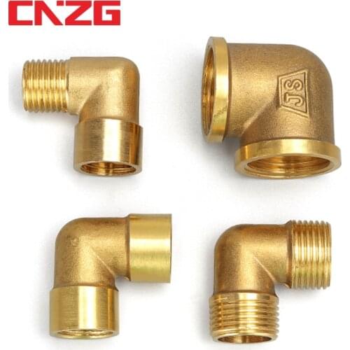 1/8" 1/4" 3/8" 1/2" Female x Male Thread 90 Deg Brass Elbow Pipe Fitting Connector Coupler For Water Fuel Copper