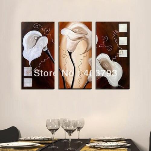 Modern abstract Oil Painting On Canvas Guaranteed white flower Free shipping Decorative wall pictures home decor