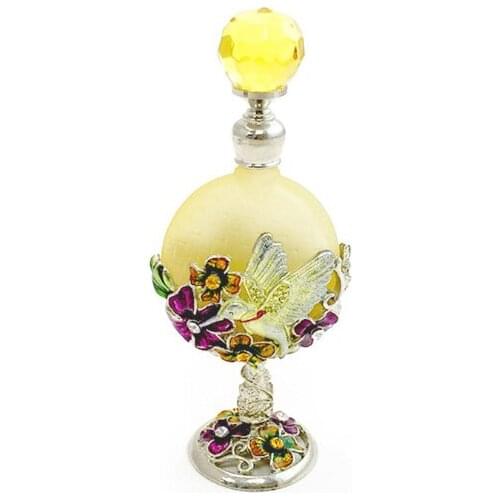 8ML Glass&Metal Antiqued Style Retro Bronze Hollow Flower Engraved Refillable Empty Perfume Container Home Decoration Bottle