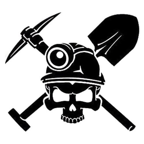 Miners Creative Skull Car Stickers Stylish Motorcycle Vinyl Decals Cover Scratches Waterproof Anti-UV Accessories Black/Silver