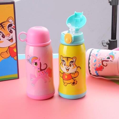 Cute Kids Thermos Cup For Gifts Cartoon Animal Stainless Steel Insulated Cup Portable Travel Outdoor Vacuum Flask 6 Colors 550ML