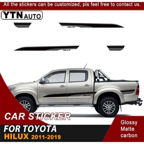 For Toyota Hilux Vigo Revo 2011-2019 Car Decal Side Body Color Change Stripe Styling Graphic Vinyl Cool Car Sticker Accessories