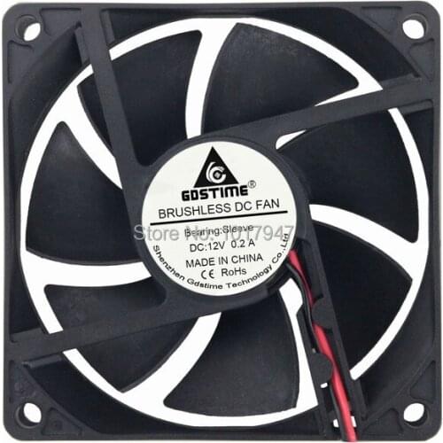 200 Pieces LOT Gdstime DC 12V 2Pin 80mm 8020 80mm x 20mm 8cm Exhaust Cooling Fan 0.2A