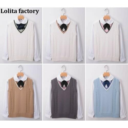 Japanese College Style JK Uniform vest V-neck fresh twist sweater knitted sweater school uniform vest set autumn and winter CH-5