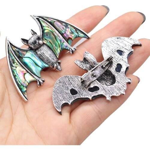 Womens Brooch Natural Shell Bat-Shaped For Jewelry Making DIY Necklace Pendant Clothes Shirts Accessory