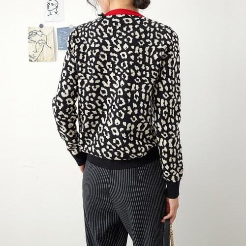 WWENN 2021 Autumn Winter Thick Leopard Pullovers Top Women O Neck Sweater Soft Female Jumper Knitwear Outfits Pull Warm Shirt