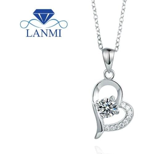 LANMI Female Necklace Charms Real S925 Silver Heart Pendants Genuine Moissanite Sterling Fashion Pendant For Women Anniversary