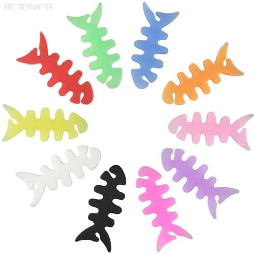 1000PCS Fish Bone Earphone Cable Winder Cord Organizer Holder For Phone Tablet Mouse Computer Headphone Cable