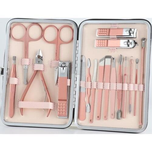 18pcs Nail Clipper Pedicure Manicure Set Stainless Steel Skin Cuticle Remover Scissor Pusher Tweezer Nail File Nail Cutter Set