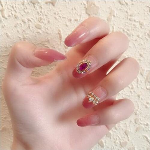 24pcs Crown Ruby Fake Nails Full cover Fake Nails Glue DIY Manicure Nail Art Tools