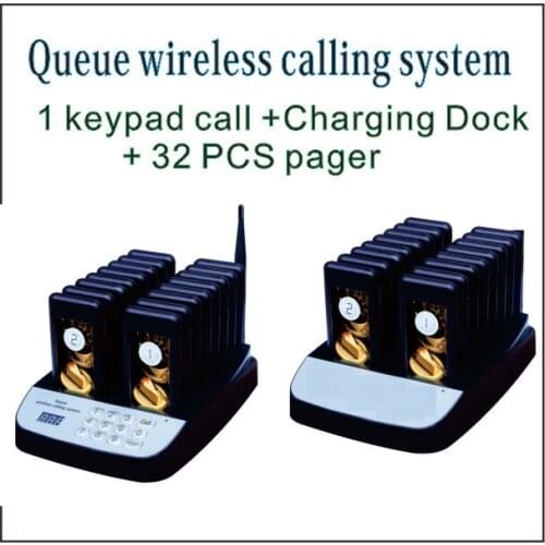 32 Queue call Guest Waiting Pager +999 Channel caller Wireless Paging System for Restaurant Cafe Shop