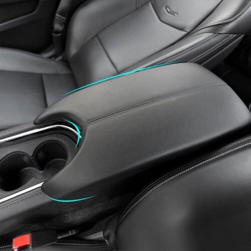 Car Accessories Microfiber Leather Center Console Lid Armrest Box Cover Trim For Cadillac ATS 2013 - 2018 2019 elastic band type