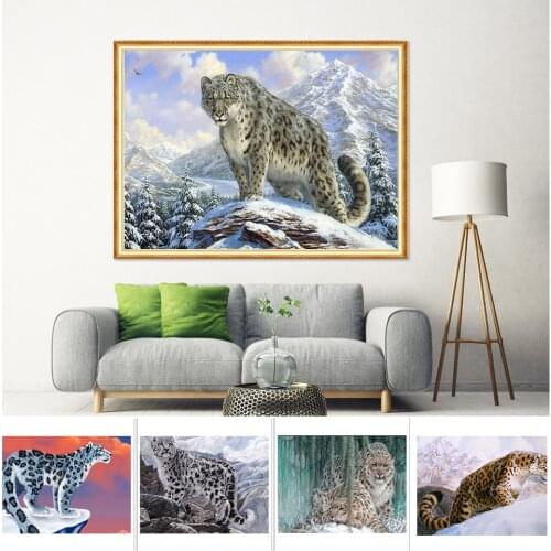 New Arrival Diy 5D Diamond Painting Animals Leopard Kit Full Drill Embroidery Snow Mosaic Art Picture Of Rhinestones Home Decor