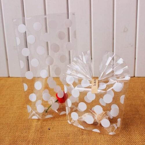 White Polka dot Transparent Cookies Bags - Cellophane Bag - Candy Bags 200pcs/lot