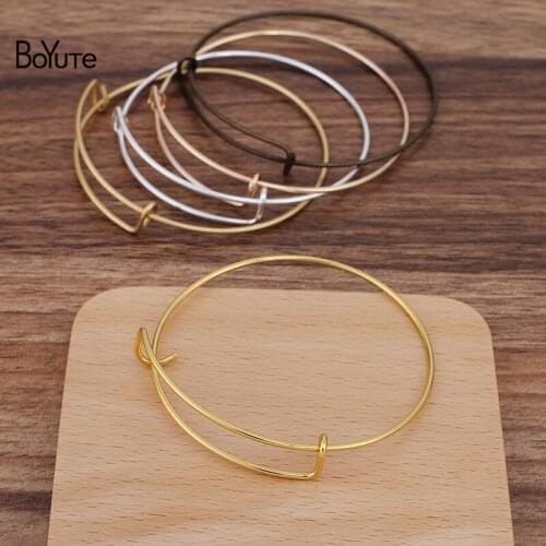 BoYuTe (20 Pieces/L) 68MM Metal Brass Wire Bracelet Diy Adjustable Bracelet Handmade Jewelry Materials