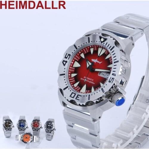 Heimdallr Monster NH36A Diver Watch 200m Sapphire Crystal Mechanical Wristwatch C3 Luminous Mens Watch