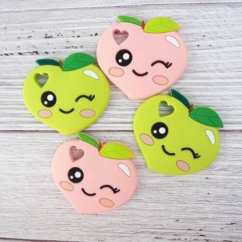Chenkai 10PCS Silicone peach Teether Toys Chewable fruits Shape Products Nursing Gift Accessory BPA free
