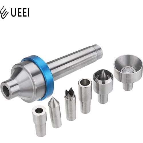 Woodworking Interchangeable Live Center MT2 Morse Taper 2 Shank with 6pcs Interchangeable Center Live Points Wood Lathe Tool