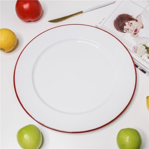 Enamel Retro Domestic Breakfast Disc Thick Cutlery Dish Plate Dish Salad Dish Pizza Plate