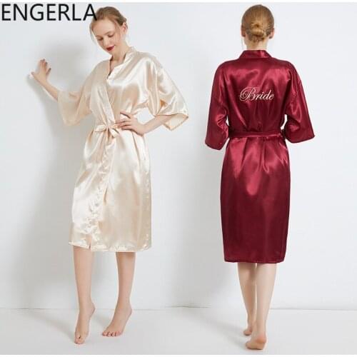 Women Kimono Bathrobe Gown Sexy Sleepwear Satin Home Clothing Intimate Lingerie Casual Bride Bridesmaid Wedding Gift Nightgown
