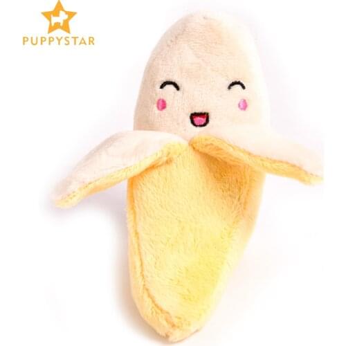Solid Plush Dog Toys Interactive Squeak Toys For Small Dogs Pet Games Soft Banana Chew Toy Cat Puppy Kittens Pet Products GG0005