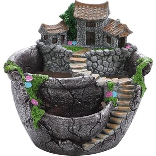 Artificial Flowers Succulent Plants Pot Hanging Garden Design with Sweet House Unique Design for Home Decoration