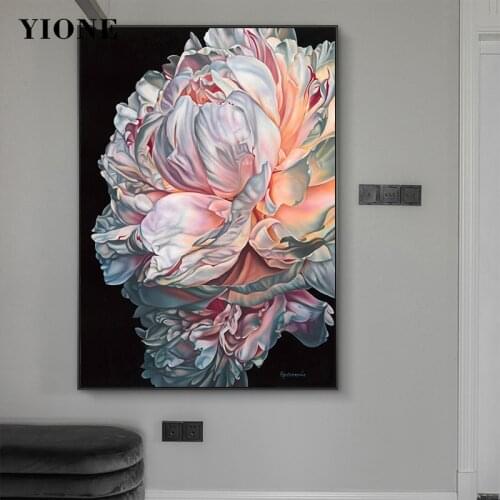 Pink White Flower Oil Painting Retro Impressionist Plant Canvas Picture Print Wall Art Poster for Living Room Bedroom Decoration