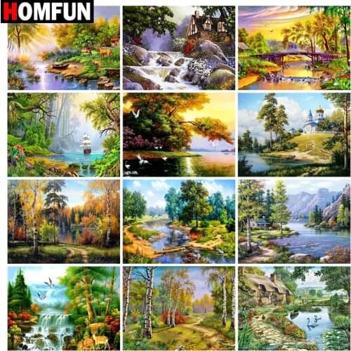 HOMFUN Rhinestone Painting Crystal Decor Diy Diamond Painting "Landscape forest" 3D Cross Stitch Pattern Diamond Embroidery
