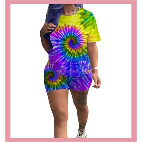 Summer Casual Print Oil Painting Top T Shirts Shorts Two Piece Sets Women Clothing Sports Suit Short Sleeve Streetwear Tracksuit