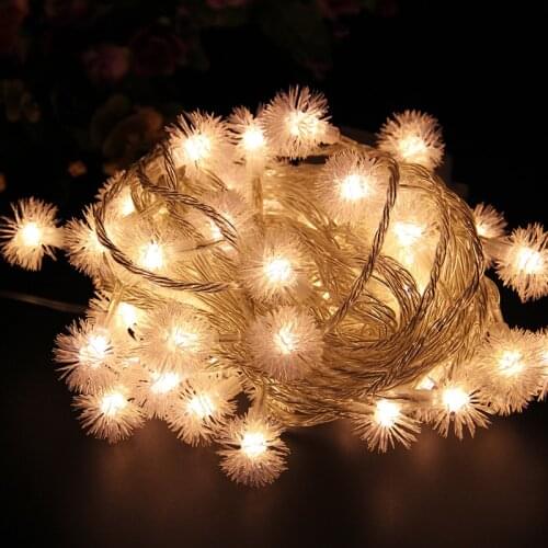 Luces Navidad 10M 100 Led String Lights Edelweiss Fuzzy SnowBall Dandelion Christmas Starry Lights Holiday Party Decoration Lamp