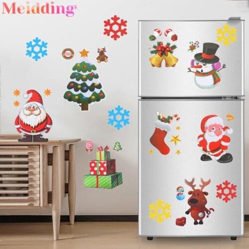 Christmas Window Sticker Santa Claus Snowman Elk Glass Sticker Xmas Christmas Decorations for Home Natal New Year Gift 2019 Noel