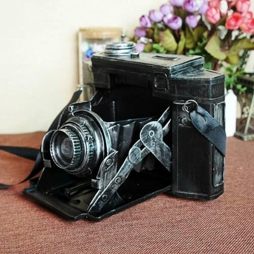 Desktop Furnishing Crafts Figurines Miniatures Iron Simulation Coloured Antique Old Seagull Camera Model Furnishing Articles