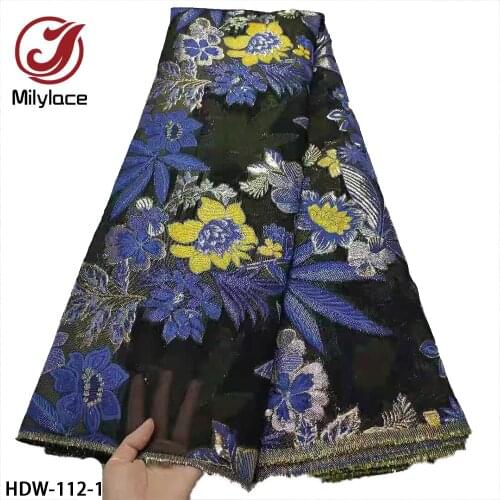 Latest African Lace Fabric 2021 High Quality French Brocade Jacquard Lace Fabric 5 Yards for Party Dress HDW-112