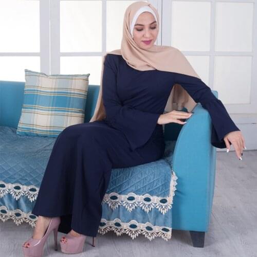 Muslim Adult fashion brand 4 colors was thin Muslim Abaya Robes female Arab Prayer Worship Service flare sleeve abaya Wj2730