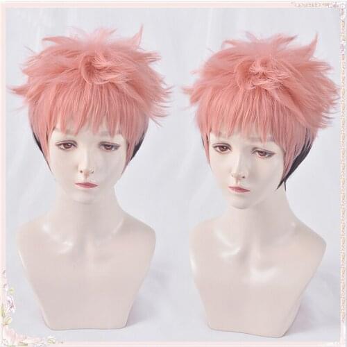 Itadori Yuji Jujutsu Kaisen Cosplay Wigs Anime Hair Synthetic Short Straight Heat Resistant Costume Free Wig Cap