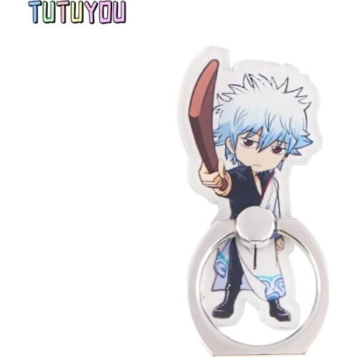 PC2841 Gintama Cool Figure Cartoon Ring Metal Mobile Phone Accessaries Rotating Ring Bracket Lazy Desktop Anti-fall Bracket