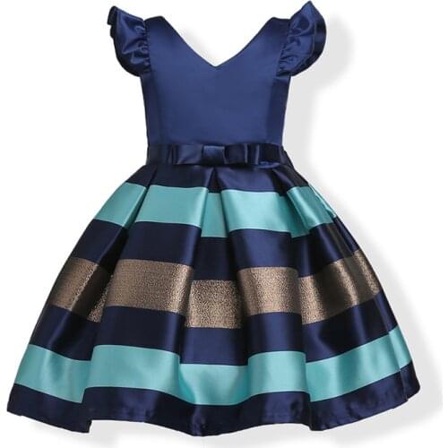 Girls Striped Dress Formal Wedding Party Dress Kids Princess Dresses For Girls Children Christmas Costumes Baby Girls Clothing