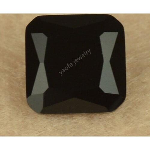 Sale 3x3~12x12mm Black Color Loose Lab Created Glass Beads Square Octangle Shape Princess Cut Synthetic Gems Glass Stone For DIY