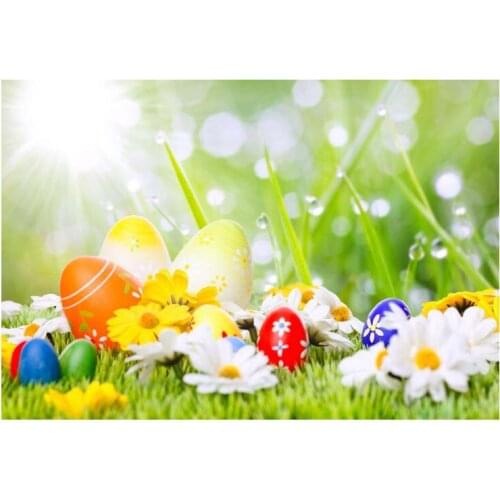 Photographic Real Backdrops Easter Egg Newborn Dew Grass Bokeh Green Children Background Sunshine Photo Studio Muslin Background