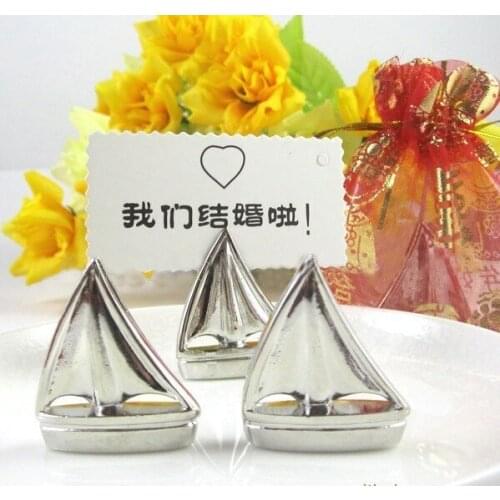 Wedding favors Shining Sails Boats Silver Place Card Holders Elegant wedding party supplies 200pcs/lot Wholesale Free Shipping