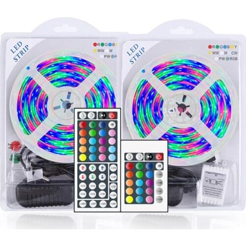 5M RGB LED Strip Light Set SMD 3528 Waterproof LED Tape 12V Flexible Ribbon Diode LED Strip With 24/44Keys Remote Controller