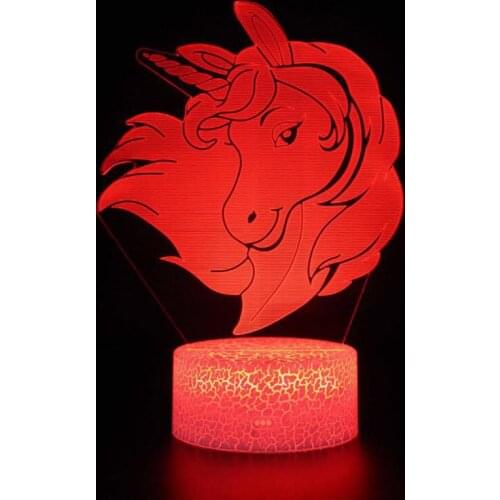 Horse 3D LED Night Light Party Cartoon 7 Color Change Baby 3d Light for Bedroom Beside led Lamp Baby Gifts Crack Style Base