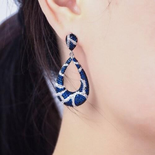 Drop Earrings Copper Multicolor AAA Cubic Zirconia WaterDrop Hollow Trendy Dangle Earrings For Women Earrings Free Drop Shipping