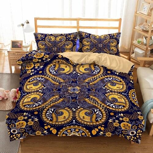 High-quality Luxury Gold Bedding Set Bohemian Quilt Covers Bed Sets Bedroom Bedclothes Duvetcover&2pcs Pillowcase Cotton 228x228