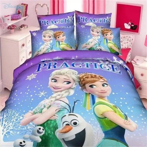 Frozen Fever Duvet Cover Set Bed Sheet Pillowcase Cartoon Disney Pattern Bed Linen Bedclothes Single Twin Full Size Dropshipping