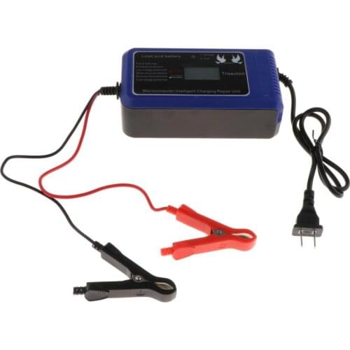 12V 10A LCD Screen Black Lithium Battery Charger For Car Motorcycle US Plug