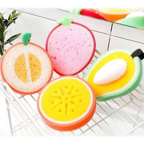 1Pcs Fruit Bath Sponge Dish Brush Shaped Bath Cute Cleaning Cartoon Tableware Glass Washing Kitchen Cleaner Bathroom Supplies