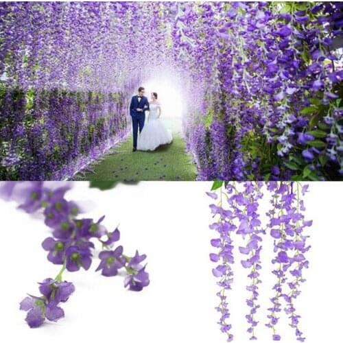 12pcs Wedding Decor Artificial Fake Flowers Vine Garland Arch Home Decor Fake Plants Garden Decor Pendant Hanging Rattan Decor