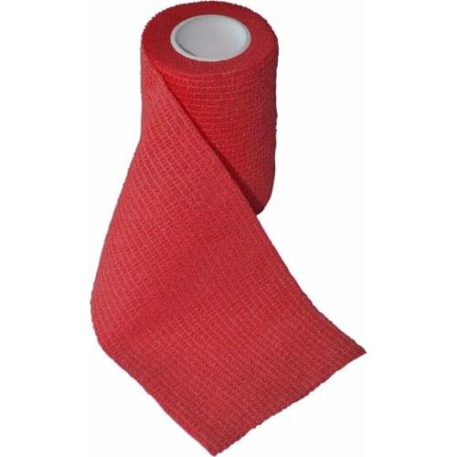 12Pcs Grip Wrap Roll Self Adhesive Wrist Finger Bandage Elastic Muscle Security Protection Sports Straps 7.5cm*4.5m Red Color